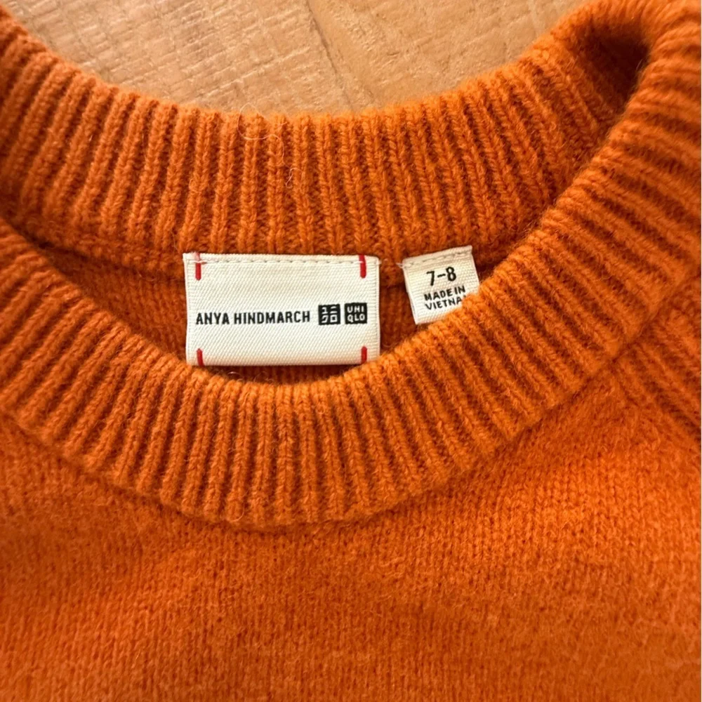 Anya Hindmarch Orange Crewneck Sweater with Eye Motif